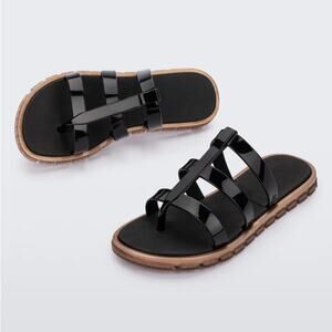 Melissa Black Path Slide Jelly Sandals 9
